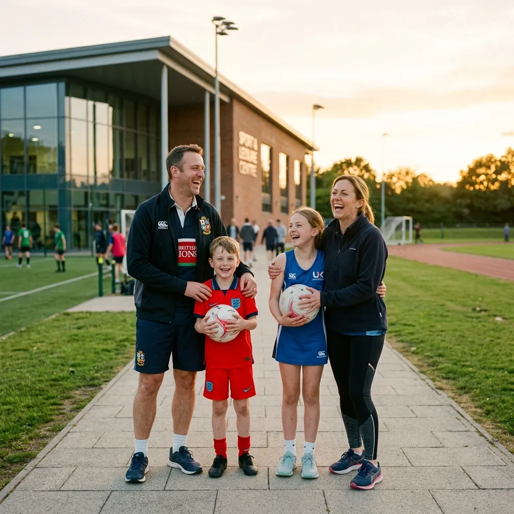 Happy family at sports centre